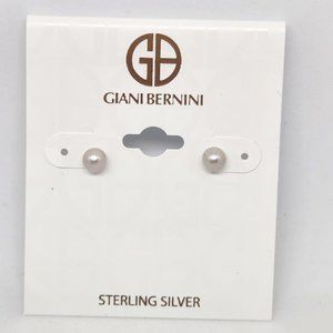 New Giani Bernini Sterling Silver pearl stud earrings